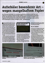 Aufschäler besonderer Art - wegen mangelhaftem Papier